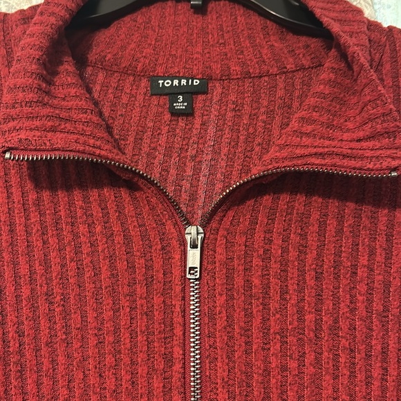 Torrid Ribbed Red Zip-Up Sweater - Picture 2 of 3